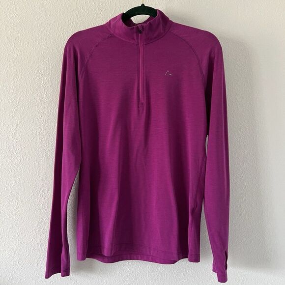Merino Blend By Paradox 1/4 Zip Shirt Womens Large Purple Activewear Layering - Picture 1 of 10